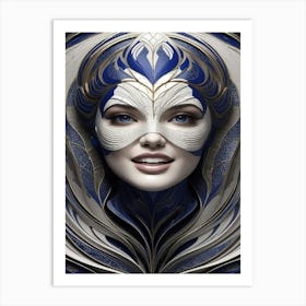 Rostro Mujer Con Mascara Carnaval Art Print