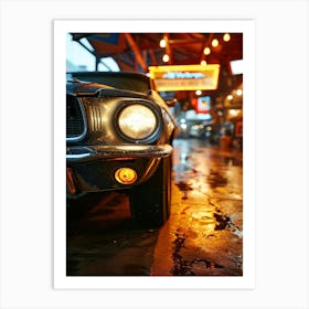 Ford Mustang At Night Art Print