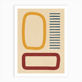 Minimal Abstract Geometric Shapes in Retro Colors Art Print