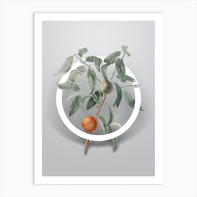 Vintage Peach Minimalist Flower Geometric Circle on Soft Gray n.0128 Art Print