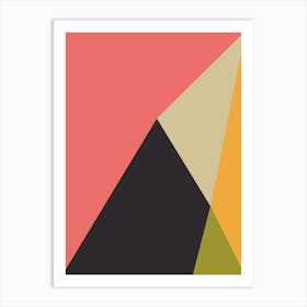 Modern Geometric Abstraction Color Block in Coral Art Print