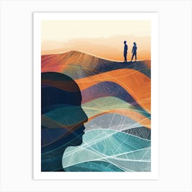 Silhouette Of A Man And Woman Art Print