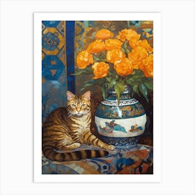 Marigold With A Cat 3 Art Nouveau Style Art Print
