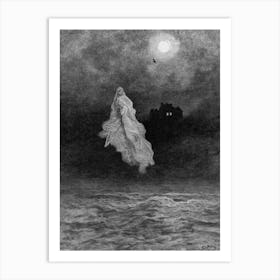 The Raven by Gustave Dore for Edgar Allen Poe 1884 - Remastered Vintage Victorian Horror Spooky Story Tales Cool Ghouls Spirits Full Moon Witchy Horrorcore Art Print