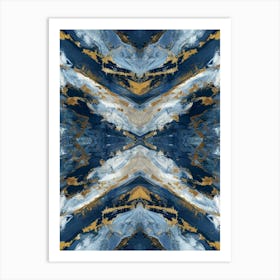 Gold And Blue Abstract Painting 7 Art Print