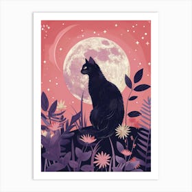 Black Cat In The Moonlight 3 Art Print