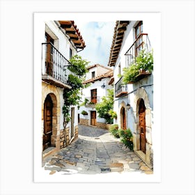 Watercolor Sketch Of A Street In Spain Art Print