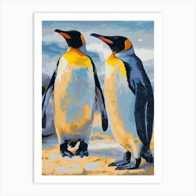King Penguin Volunteer Point Colour Block Painting 1 Art Print