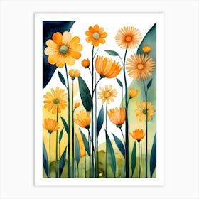 Watercolor Flowers Background 2 Art Print