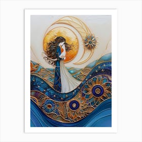 Couple Moon And Stars Art Print