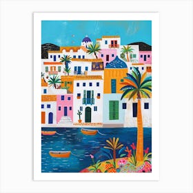 Kitsch Colourful Mykonos 1 Art Print