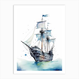 Sailing Ships Watercolor Painting (9) Art Print