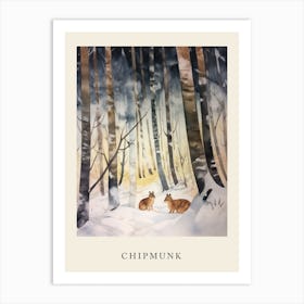 Winter Watercolour Chipmunk 4 Poster Art Print