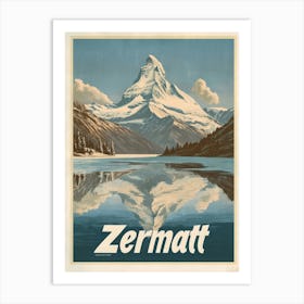 Aihrgdesign A Mid Century Modern Travel Poster For Zermatt 5 Art Print