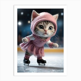 Cute Kitten On Ice Art Print