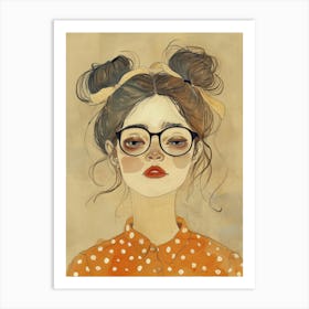 Girl With Glasses 1 Art Print