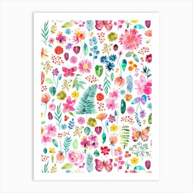 Colorful Flowers Forest Plants Multicolored Art Print