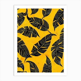 Black And Yellow Leaves 1 Art Print