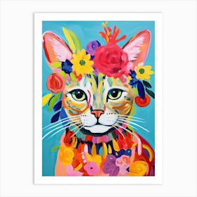 Singapura Cat With A Flower Crown Painting Matisse Style 3 Art Print