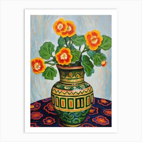 Flowers In A Vase Still Life Painting Portulaca 3 Art Print