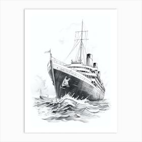 Titanic Sinking Ship Illustration 5 Art Print
