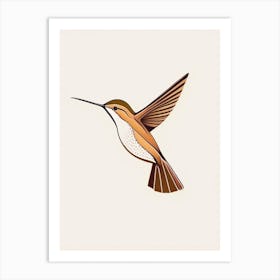 Buff Bellied Hummingbird Retro Minimal 1 Art Print