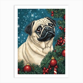 Christmas Pug Art Print