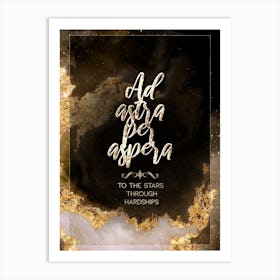 Ad Astra Per Aspera Gold Star Space Motivational Quote Art Print