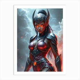 Beauty Warrir in Adamantium Armor Art Print