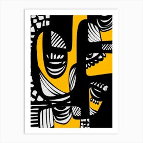 Abstract Painting Black And Yellow Art Print