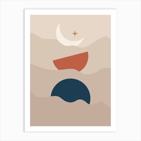 Moon Phase Boats Art Print