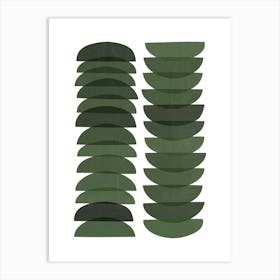 Dark Green Mid Century Art Print