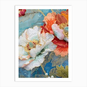 Embroidered Flowers 37 Art Print