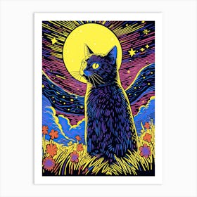 Celestial Pawlapse, Psychedelic Cats series Art Print