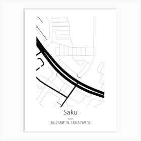 Saku,Japan Minimalist Map Art Print