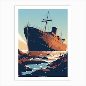 Titanic Ship Wreck Minimalist 3 Art Print