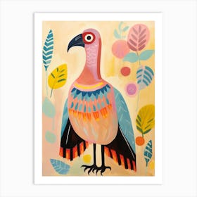 Pink Scandi Vulture 1 Art Print