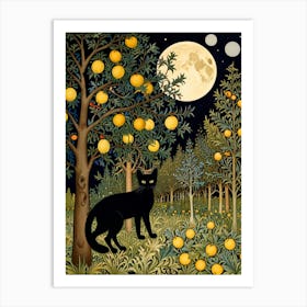 William Morris Black Cat In Orange Orchard Poster