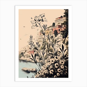 Positano, Flower Collage 2 Art Print