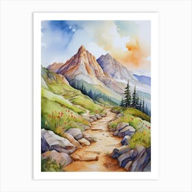 Watercolor Of A Mountain Path.13 Art Print