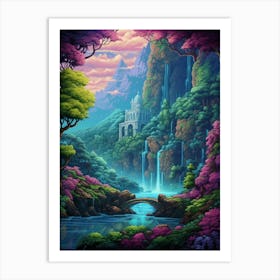 Fantasy Landscape Pixel Art 1 Art Print