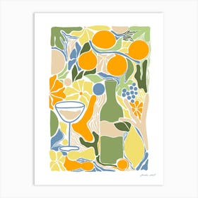 Oranges And Wine Mediterranean Summer Art Print