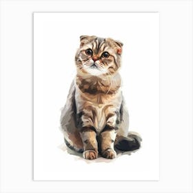 Scottish Fold Cat Clipart Illustration 2 Art Print