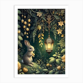 Rabbit In The Enchanted Secret Garden 3 Art Print