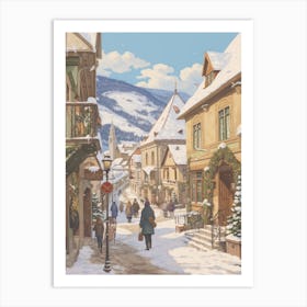 Vintage Winter Illustration Transylvania Romania 3 Art Print