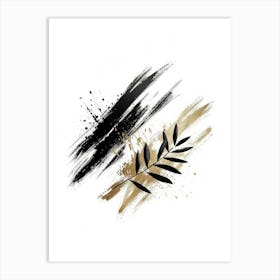 Black And Gold Brush Strokes 4 Art Print