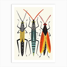 Colourful Insect Illustration Cricket 4 Art Print