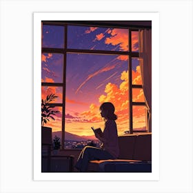 Anime Girl Reading A Book 7 Art Print