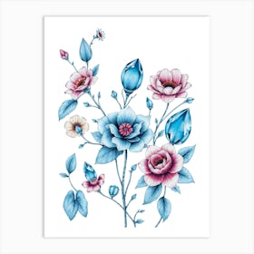 Watercolor Flowers 8 Art Print