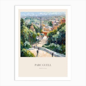 Parc Guell Barcelona Spain 2 Vintage Cezanne Inspired Poster Art Print